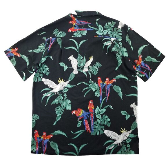 Paradise Found Vintage Hawaiian Shirt Parrots Birds Cotton Made USA Men's XL - Picture 3 of 12